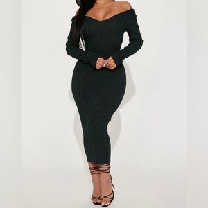 Fashion Nova-Kallan Knit Dress (Hunter Green)